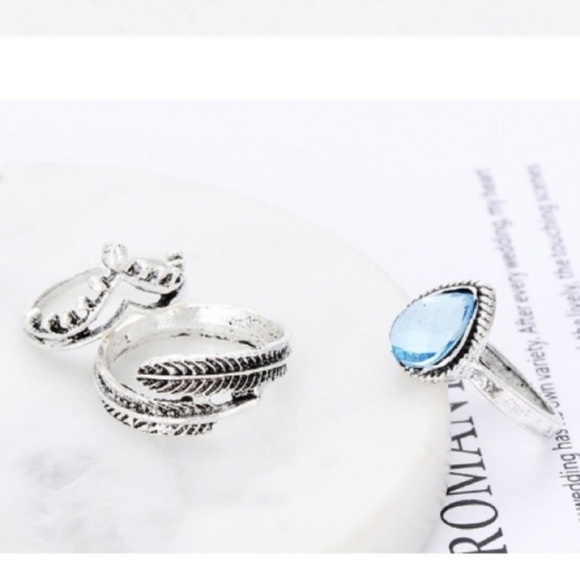 "FINAL PRICE" Silver Blue Star Lotus Ring Set - Picture 5 of 6